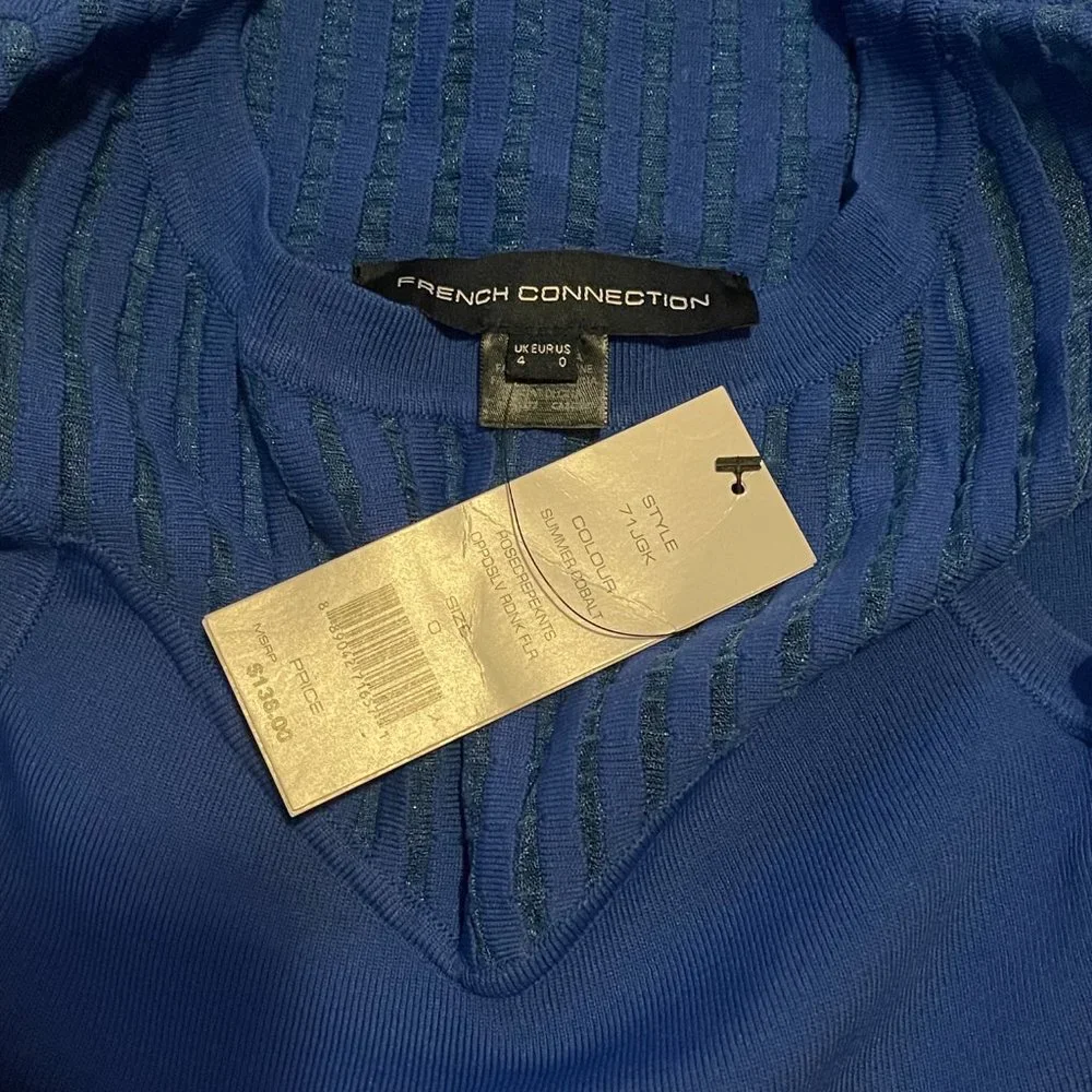 French Connection Rose Fit & Flare Dress in Summer Cobalt Size 0 - Picture 4 of 5